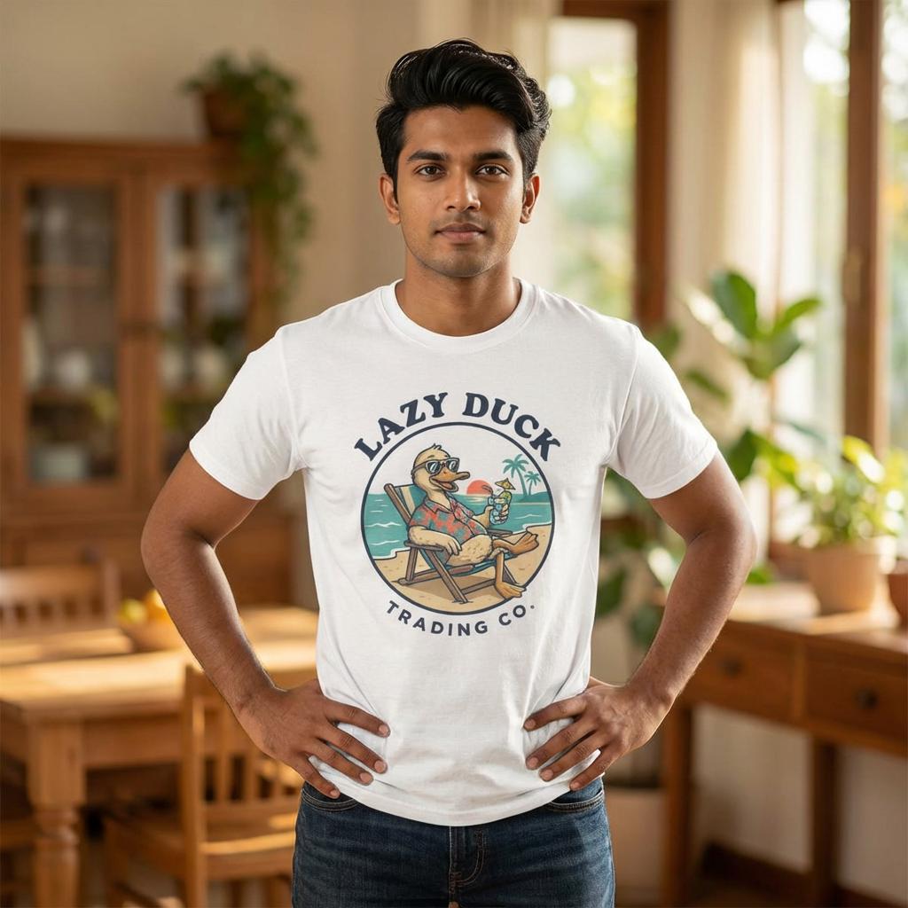 Lazy Duck Beach Graphic Tee | Retro Beach Duck Illustration