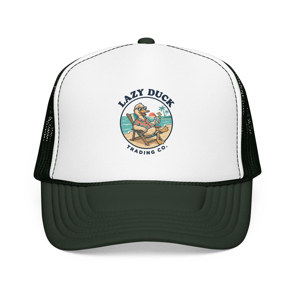 Lazy Duck Trading Co. Foam Trucker Hat — Vintage Beach Duck Logo Cap