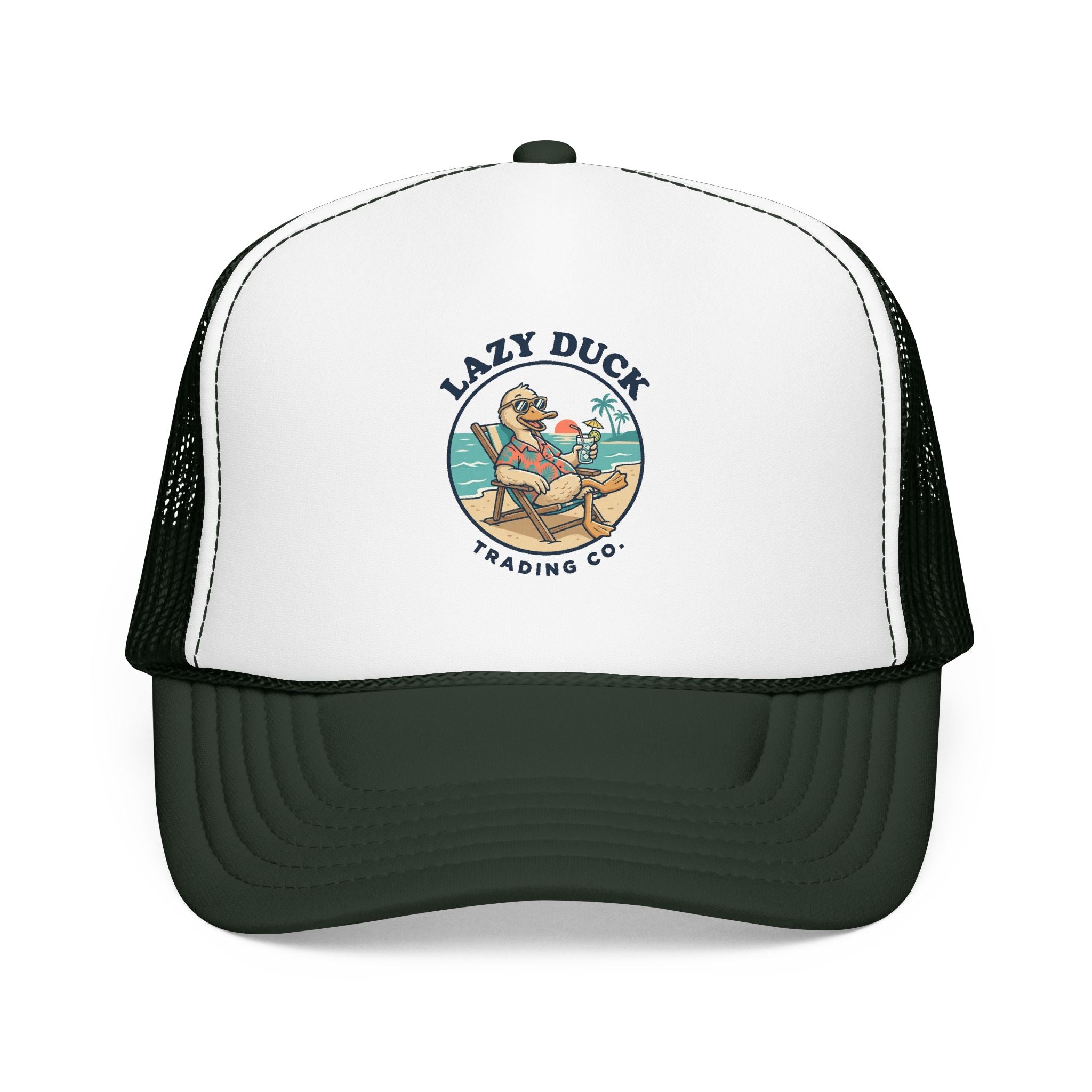 Lazy Duck Trading Co. Foam Trucker Hat — Vintage Beach Duck Logo Cap