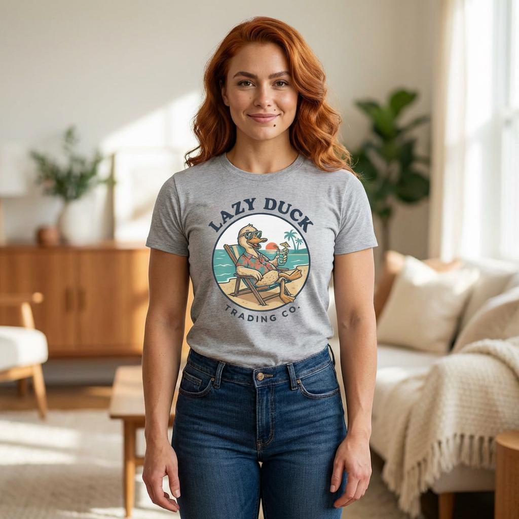 Lazy Duck Beach Graphic Tee | Retro Beach Duck Illustration