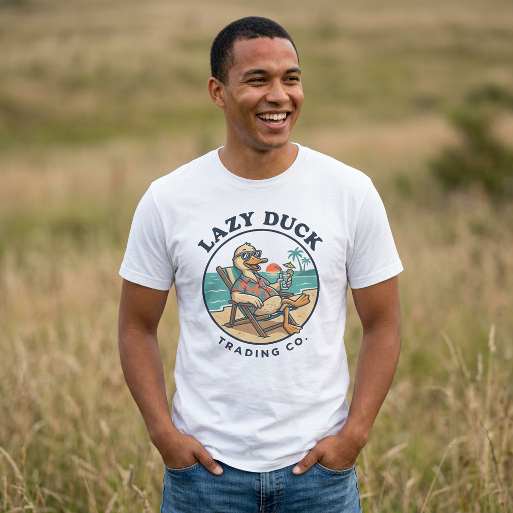Lazy Duck Beach Graphic Tee | Retro Beach Duck Illustration