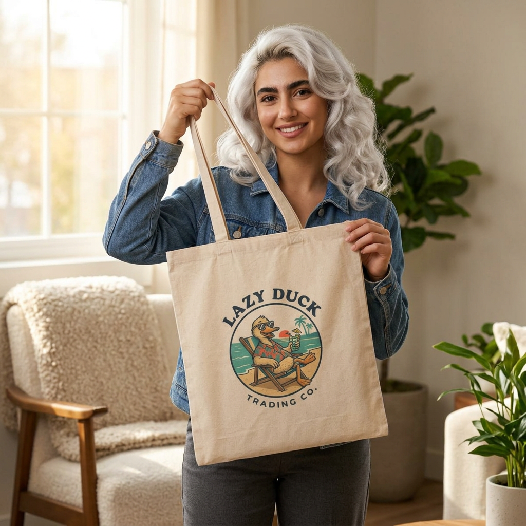 Lazy Duck Trading Co. Beach Duck Tote Bag | Canvas Market Tote