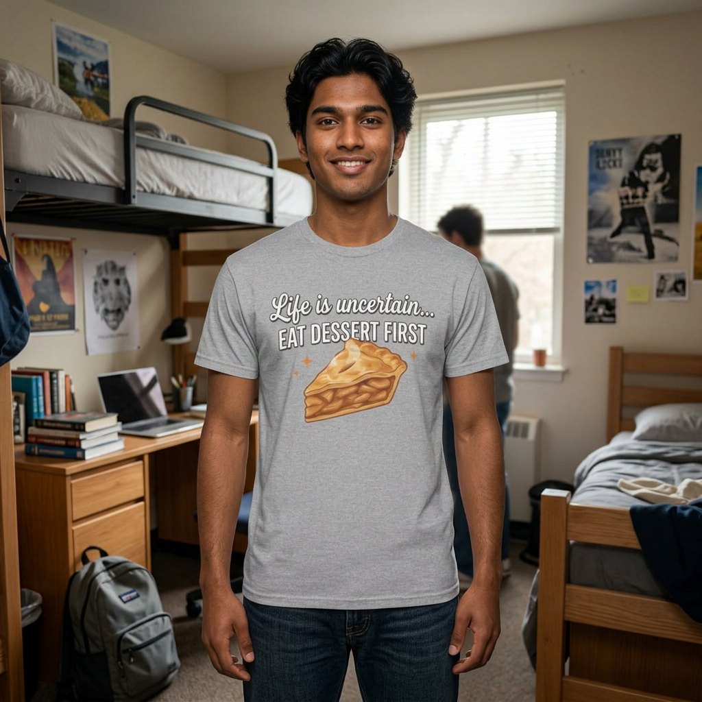 Life is Uncertain Eat Dessert First T-Shirt | Slice of Pie Tee