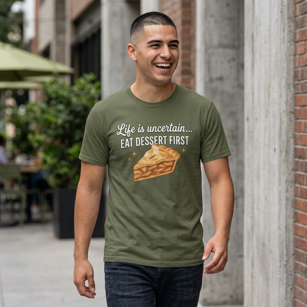 Life is Uncertain Eat Dessert First T-Shirt | Slice of Pie Tee