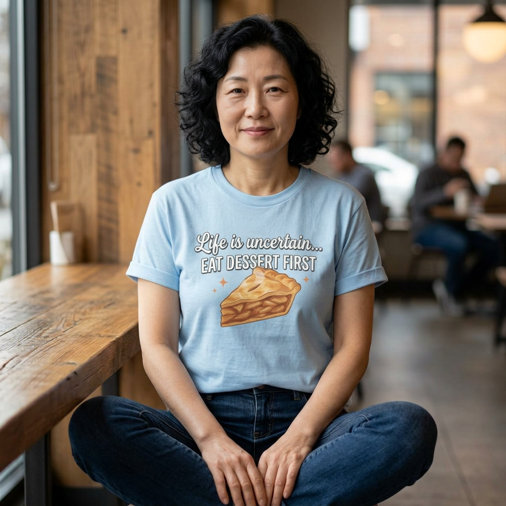 Life is Uncertain Eat Dessert First T-Shirt | Slice of Pie Tee