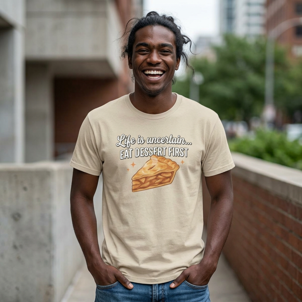 Life is Uncertain Eat Dessert First T-Shirt | Slice of Pie Tee