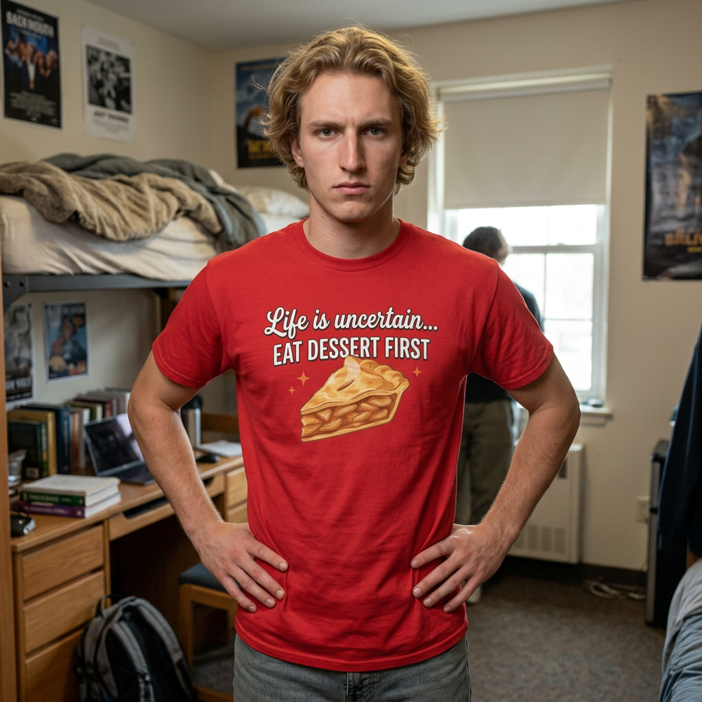 Life is Uncertain Eat Dessert First T-Shirt | Slice of Pie Tee