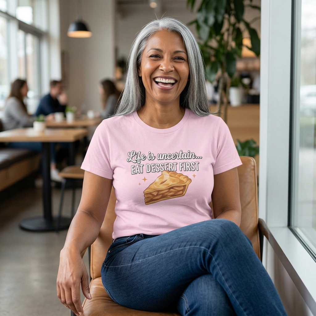 Life is Uncertain Eat Dessert First T-Shirt | Slice of Pie Tee