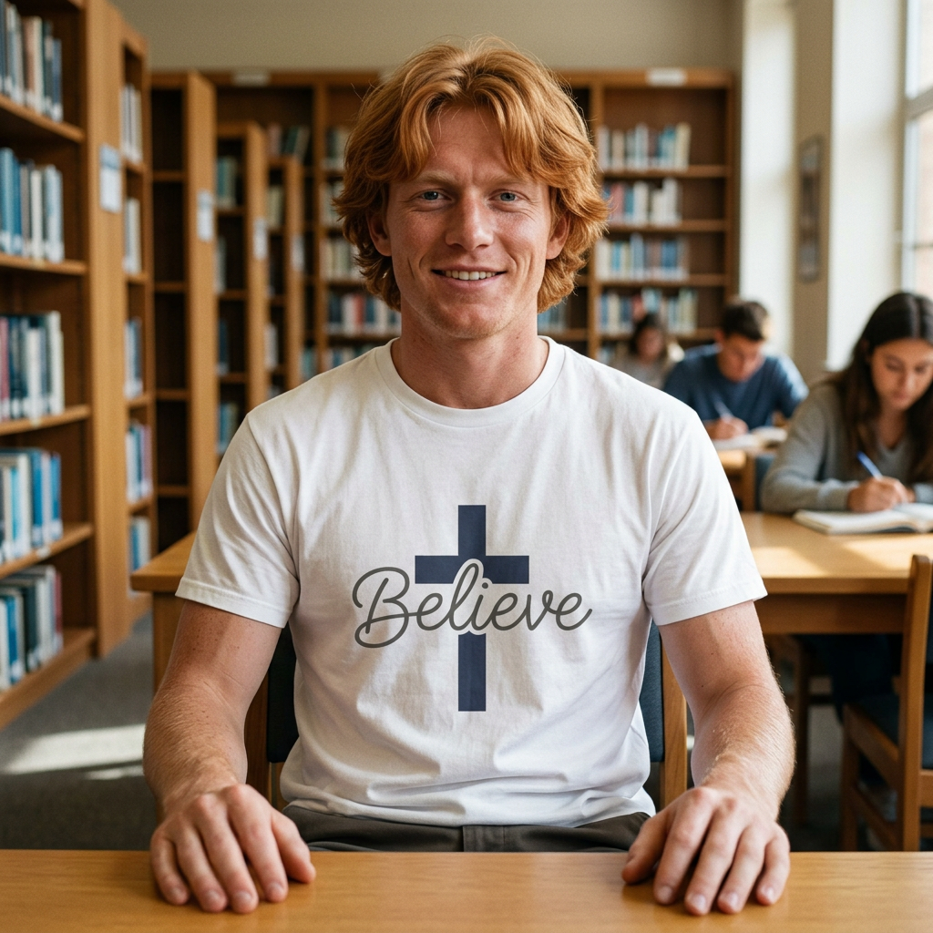 Believe Script Tee | Inspirational lettering, radiant sunburst design
