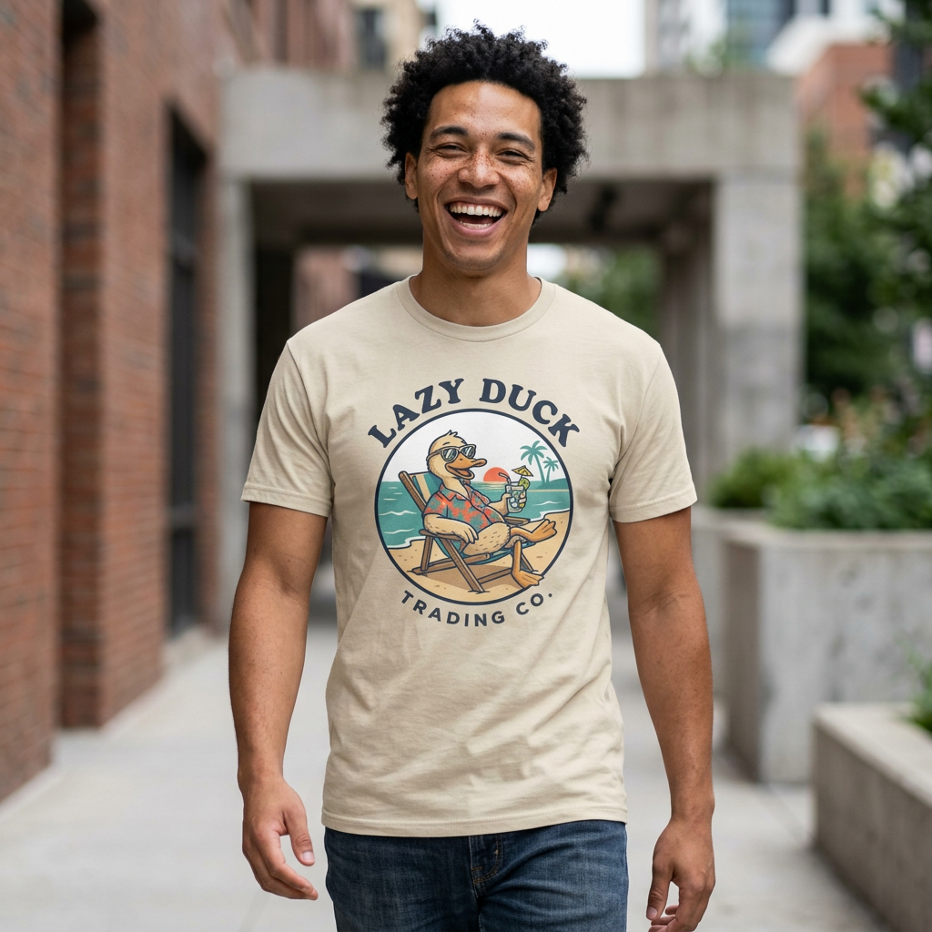 Lazy Duck Beach Graphic Tee | Retro Beach Duck Illustration