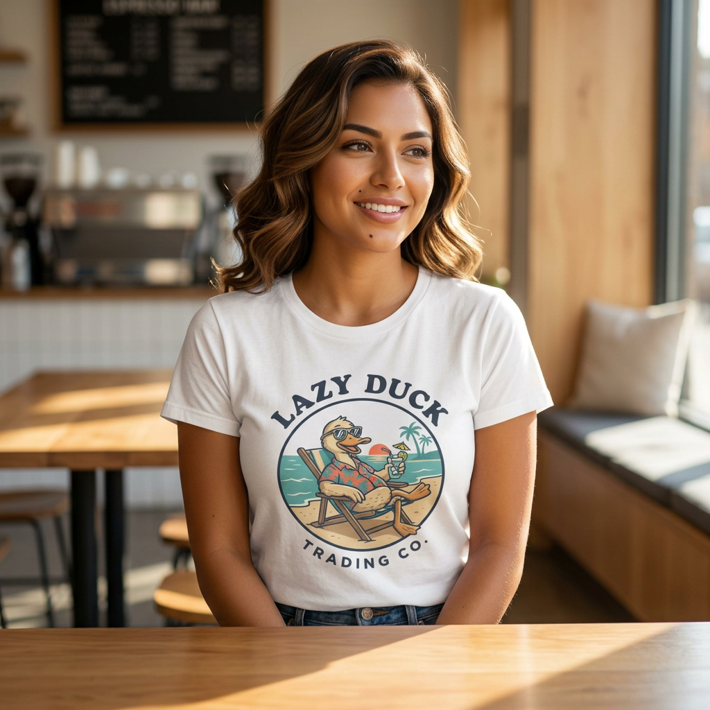 Lazy Duck Beach Graphic Tee | Retro Beach Duck Illustration