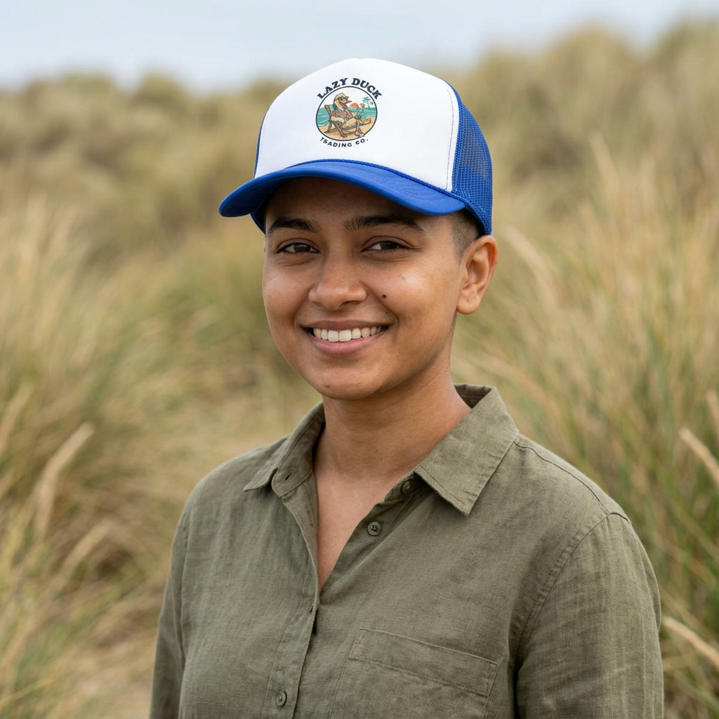 Lazy Duck Trading Co. Foam Trucker Hat — Vintage Beach Duck Logo Cap