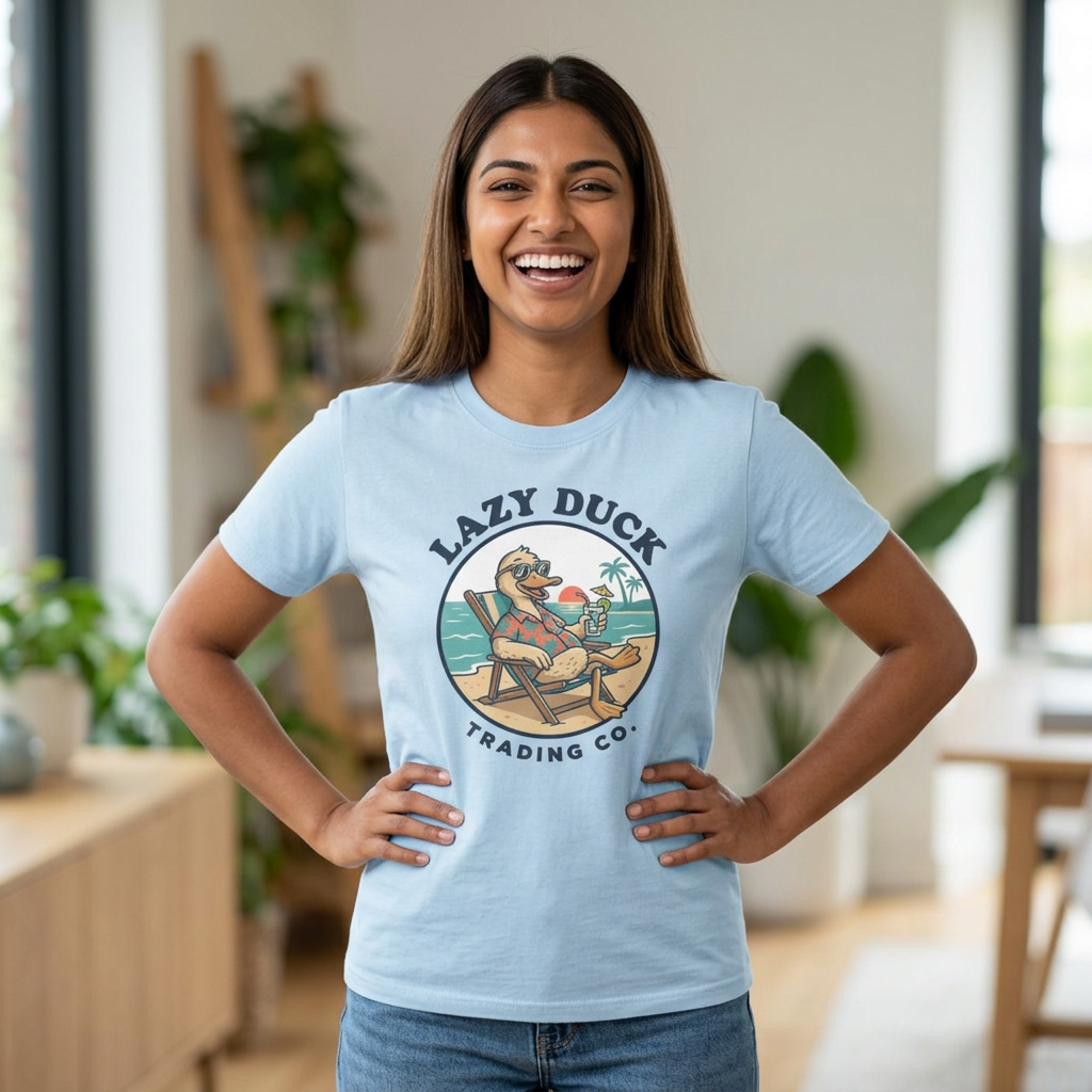 Lazy Duck Beach Graphic Tee | Retro Beach Duck Illustration