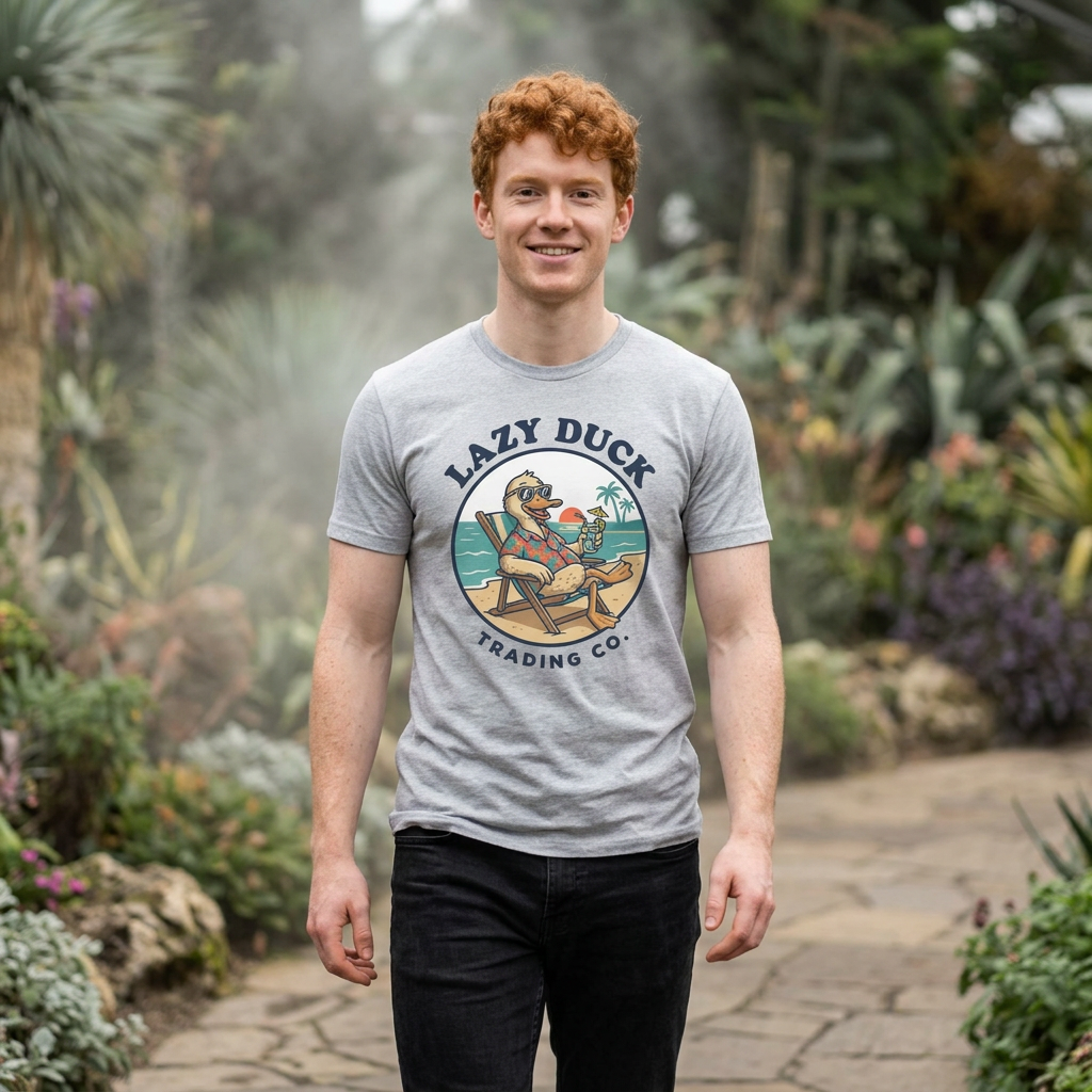 Lazy Duck Beach Graphic Tee | Retro Beach Duck Illustration