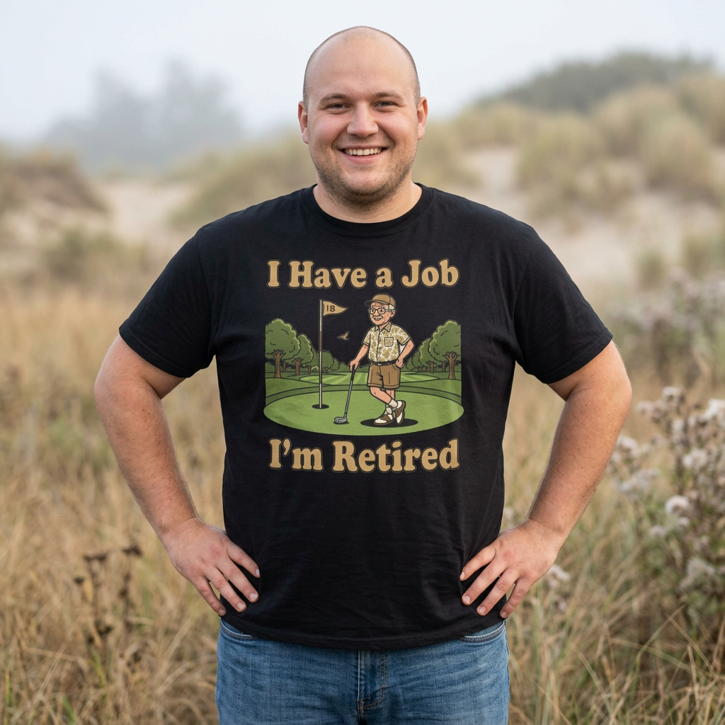 Retired Golfer T-Shirt — "I Have a Job, I’m Retired" Funny Retirement Golf Tee