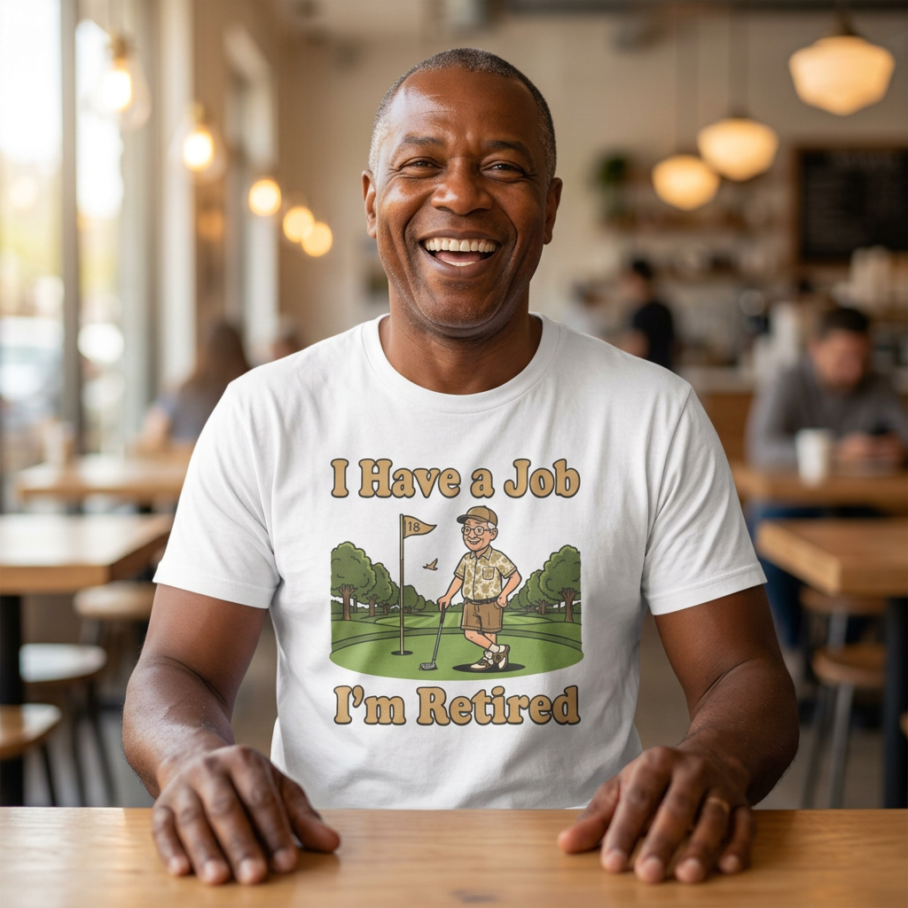 Retired Golfer T-Shirt — "I Have a Job, I’m Retired" Funny Retirement Golf Tee