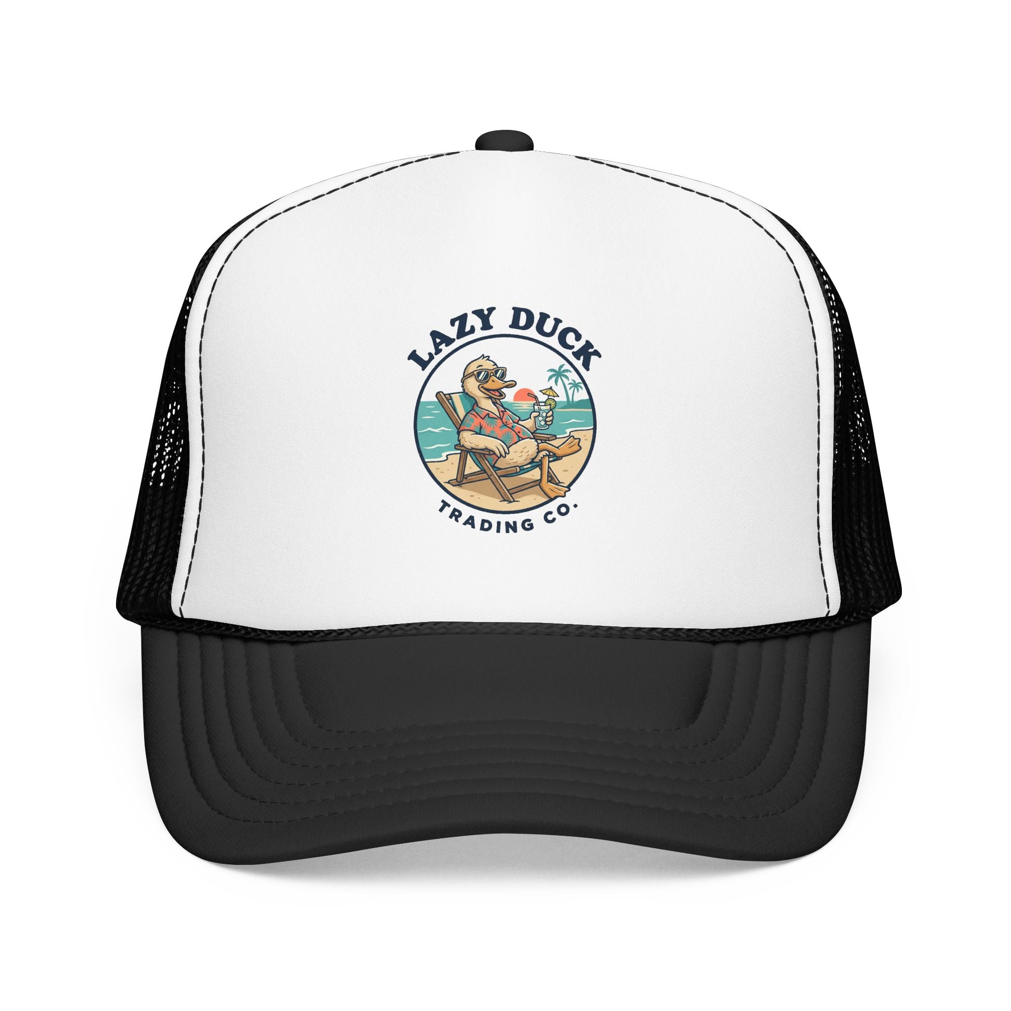 Lazy Duck Trading Co. Foam Trucker Hat — Vintage Beach Duck Logo Cap