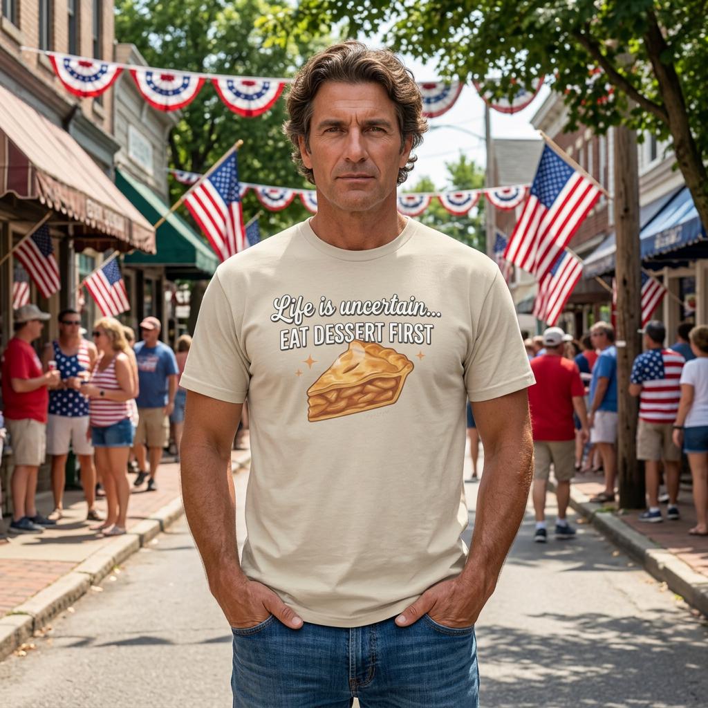 Life is Uncertain Eat Dessert First T-Shirt | Slice of Pie Tee