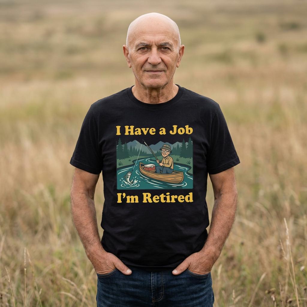 I Have a Job I'm Retired T-Shirt | Fishing Canoe Retirement Design