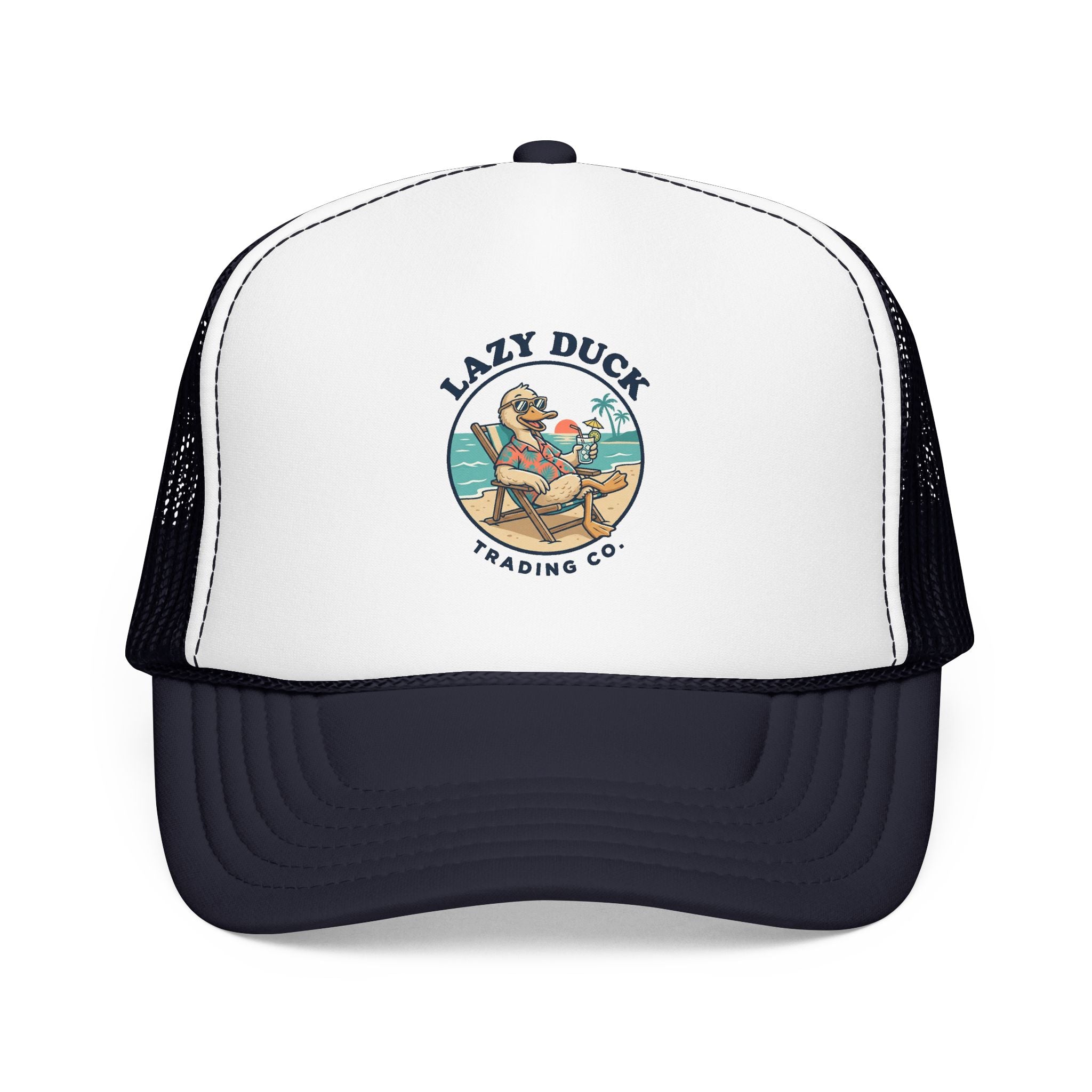 Lazy Duck Trading Co. Foam Trucker Hat — Vintage Beach Duck Logo Cap