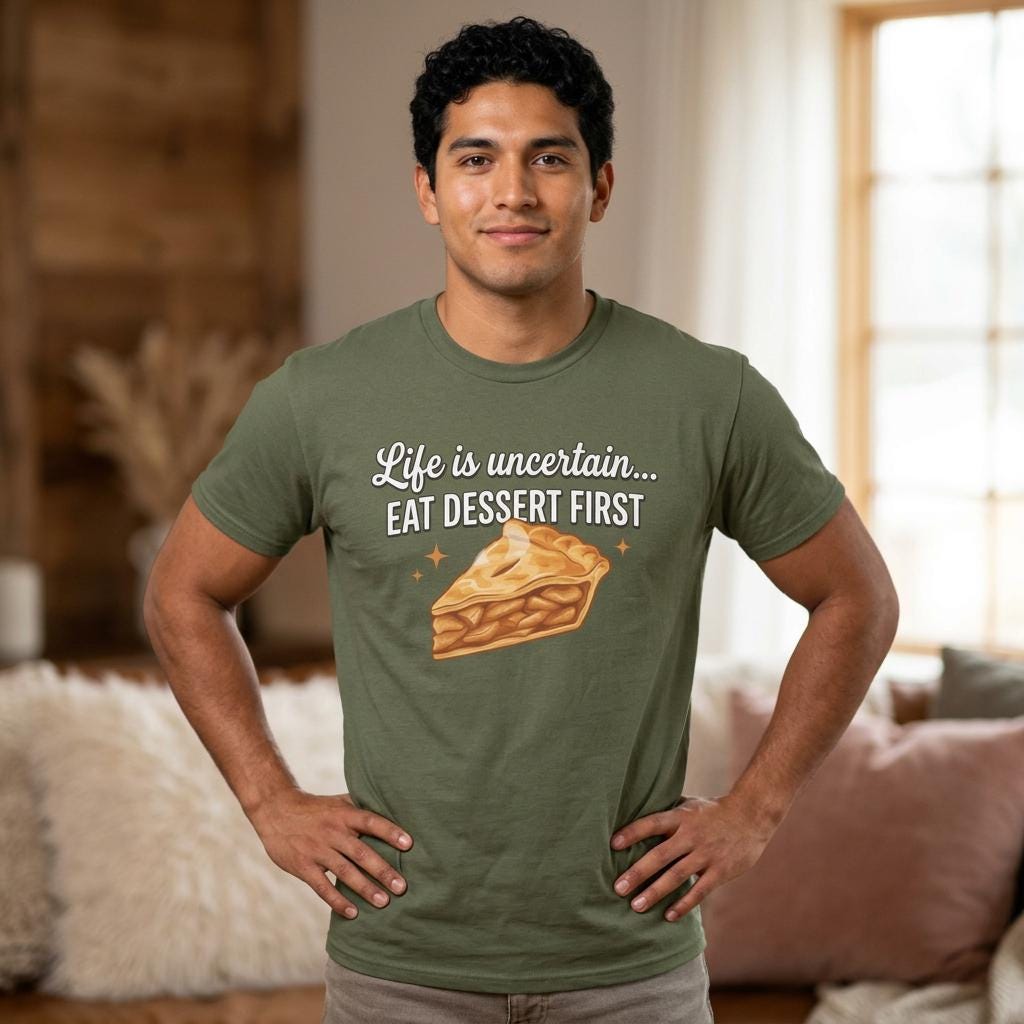 Life is Uncertain Eat Dessert First T-Shirt | Slice of Pie Tee