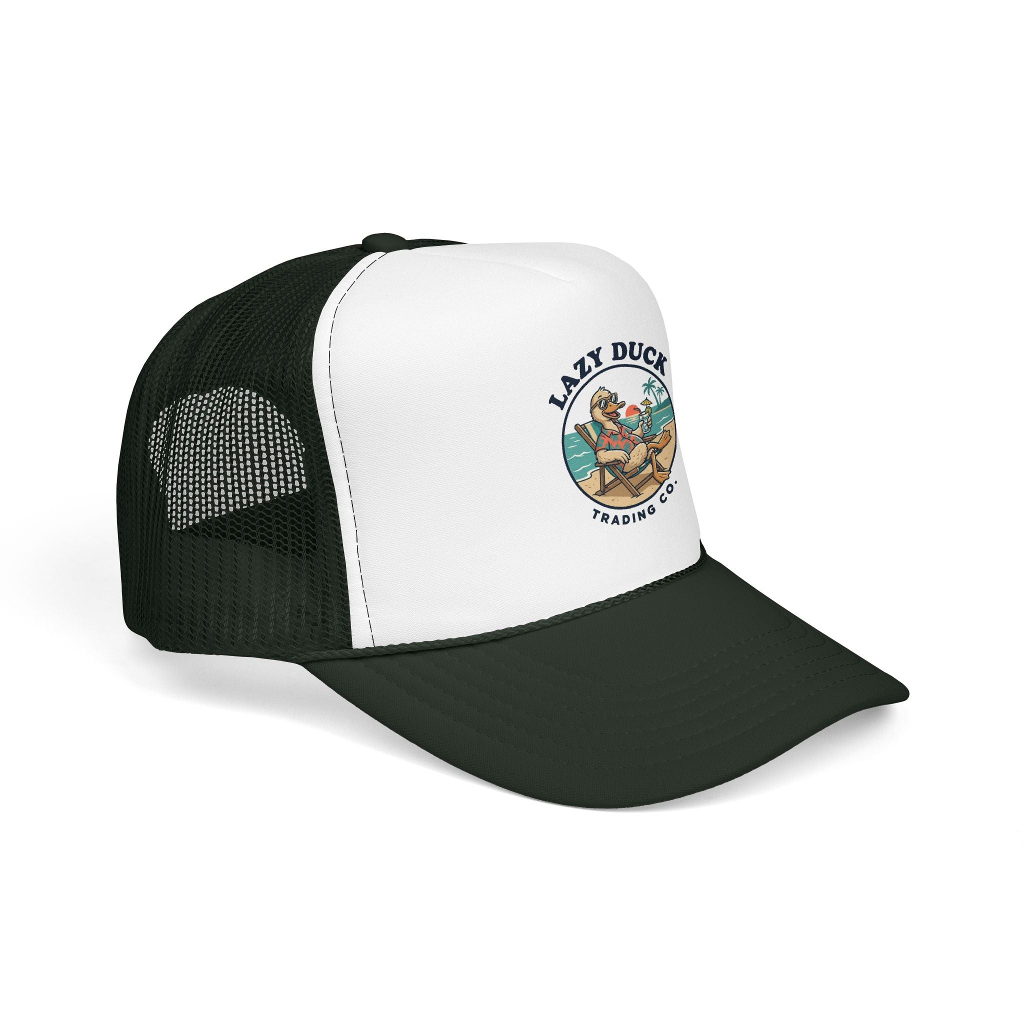 Lazy Duck Trading Co. Foam Trucker Hat — Vintage Beach Duck Logo Cap