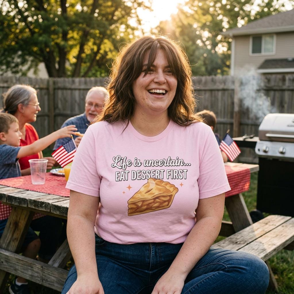 Life is Uncertain Eat Dessert First T-Shirt | Slice of Pie Tee