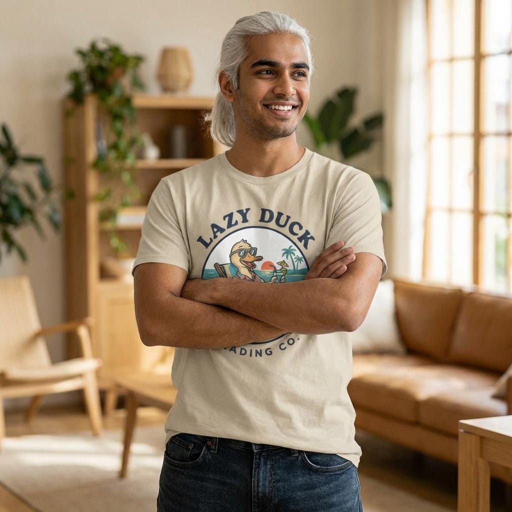 Lazy Duck Beach Graphic Tee | Retro Beach Duck Illustration