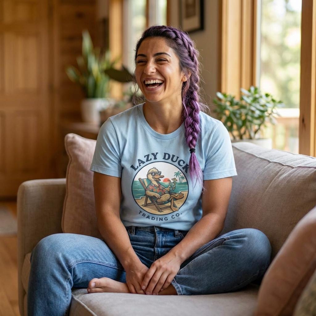 Lazy Duck Beach Graphic Tee | Retro Beach Duck Illustration
