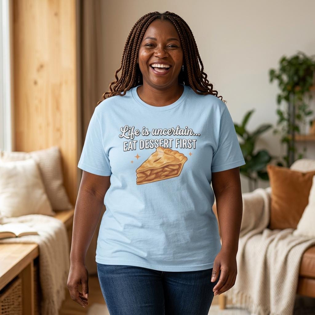 Life is Uncertain Eat Dessert First T-Shirt | Slice of Pie Tee