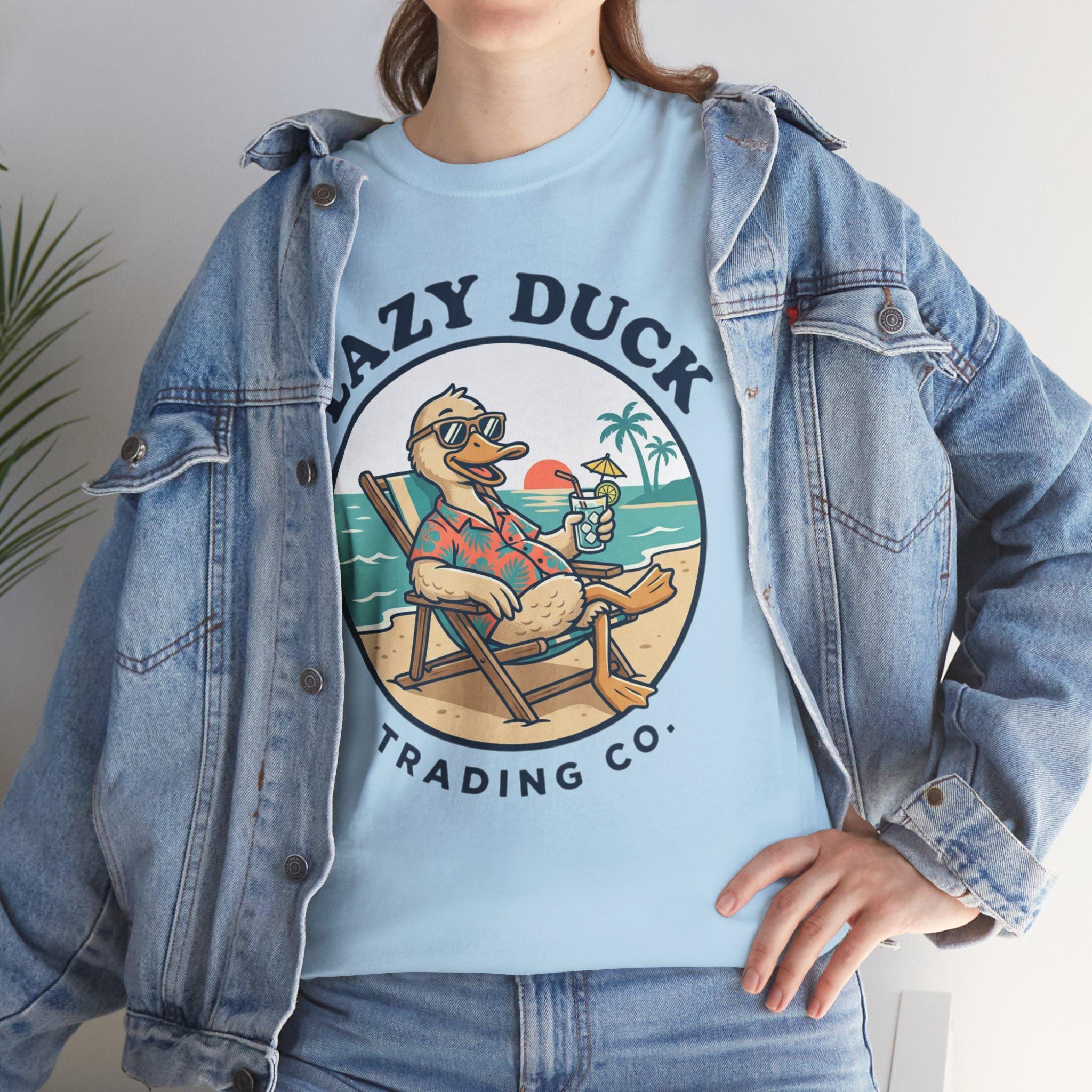 Lazy Duck Beach Graphic Tee | Retro Beach Duck Illustration