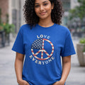 American Flag Peace Sign Love Everyone T-Shirt | Patriotic Peace Tee